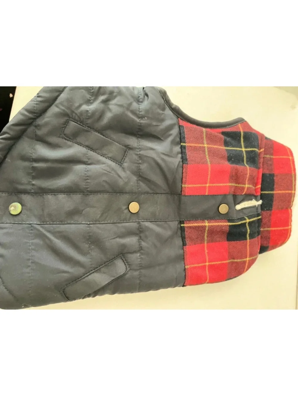 Plaid Flannel Navy Warm Jacket Dog Coat Size Small